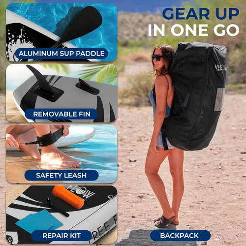 Miniatura 7 de SereneLife Tabla de remo inflable de 10 pies 6 pulgadas con accesorios de SUP de primera calidad, diseño amplio y estable con almohadilla