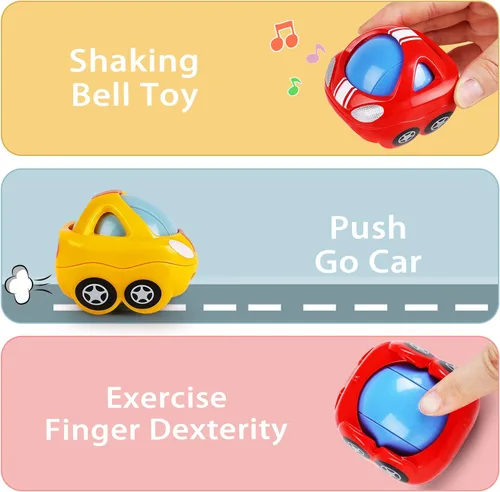 Miniatura 5 de iPlay, iLearn Tren de juguete para bebés, autos suaves para niños de 6 a 12 meses, camión musical Push N Go, sonajero sensorial para niños pequeños