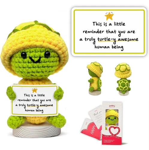 Miniatura 9 de Gossby Regalo de agradecimiento para mujeres, hecho a mano, tortuga positiva a ganchillo, gracias por ser una parte importante, agradecimiento