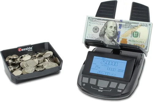 Miniatura 10 de Cassida Contador de billetes profesional con balanza para contar monedas (Till Tally), Negro