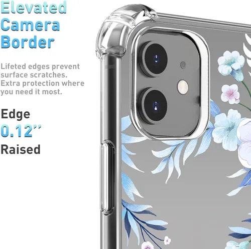 Miniatura 5 de Funda para iPhone 11 con protector de pantalla, diseño floral transparente para mujer, a prueba de golpes, suave, 6.1 pulgadas (hibisco)