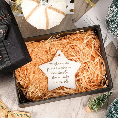 Miniatura 5 de Adorno navideño de cerámica con forma de estrella, para escuela secundaria, universidad, decoración de árbol, adorno de árbol con texto en inglés