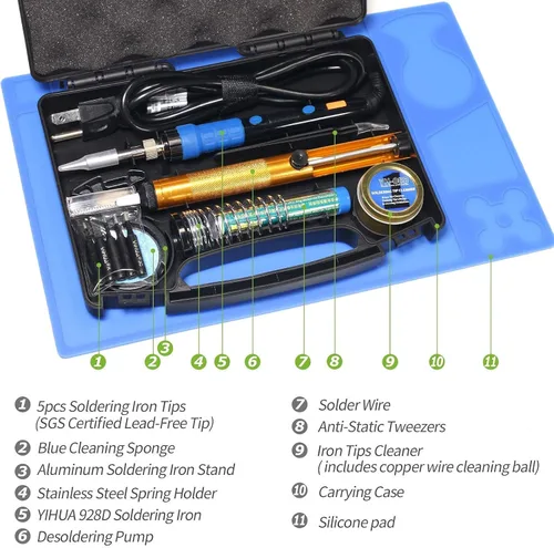 Miniatura 2 de YIHUA Paquete de kit de soldador manual 928D con soporte para soldador X-4 Premium (opción de respaldo) (17 artículos)