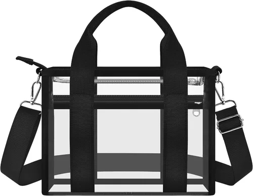 Miniatura 5 de Bolsa transparente para eventos de estadio, 12 x 6 x 12 pulgadas, bolsa de estadio con bolsillo transparente para mujer, bolsa de plástico