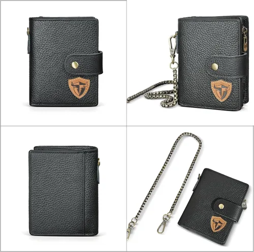 Miniatura 2 de Genuino caballo loco cuero viaje regalo moneda bolsillo tarjeta caso largo organizador cadena Rfid monedero con broche para hombres hombres 1803