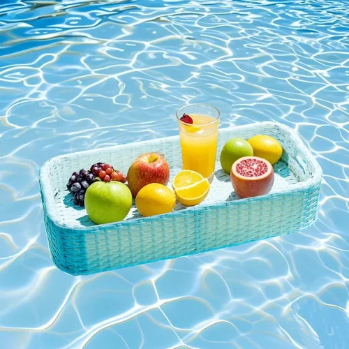 Miniatura 10 de Bandeja flotante para piscina, bandeja redonda para flotadores de piscina, para bañera de hidromasaje, aguas termales, fiesta en la playa, bebidas
