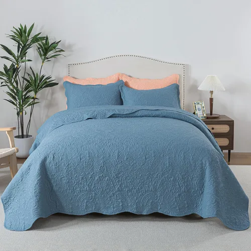 Miniatura 212 de HoneiLife - Juego de colcha de tamaño Queen, juego de ropa de cama de pana bordada de 3 piezas, colcha de lujo, ligera, cálida, para todas las Pana