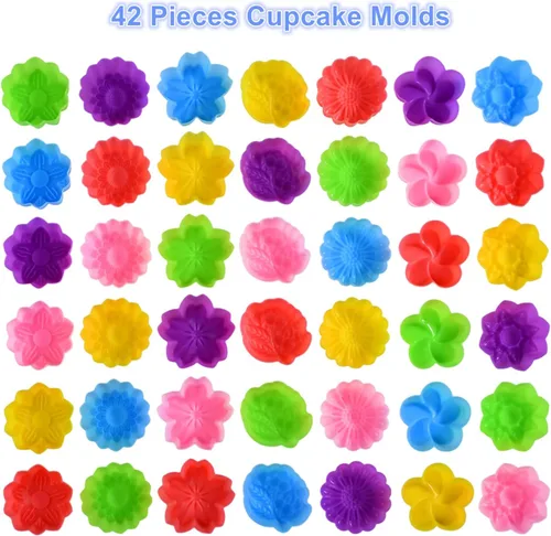 Miniatura 4 de Vasos de silicona reutilizables para hornear, forros de silicona de tamaño mini de 2 pulgadas para hornear, forros reutilizables para muffins