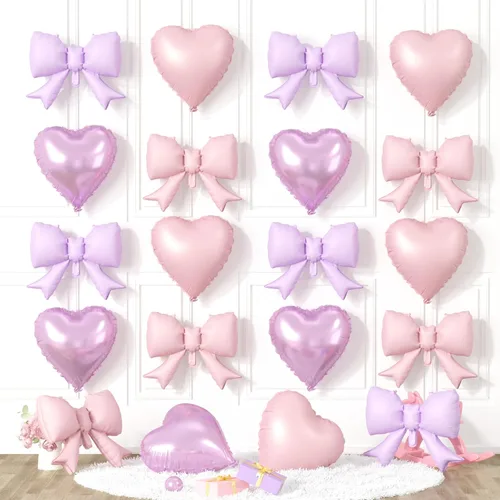 Miniatura 12 de 20 globos de lazo rosa, globos de corazón rosa bebé, globo en forma de corazón de 18 pulgadas, globo de lazo de 21 pulgadas para propuesta