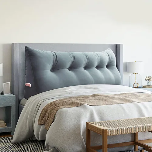 Cojín decorativo Vercart grande, cuña para cama, grande, para uso de día, soporte para espalda, con cubierta extraíble, de terciopelo, completo,