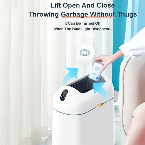 Miniatura 3 de HIHELO Cubo de basura inteligente para baño, cubo de basura eléctrico automático de inducción con tapa, contenedor de basura con sensor de gran