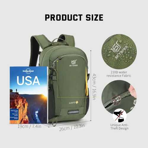 Miniatura 6 de SKYSPER Mochila pequeña de senderismo, 20L, mochilas de viaje ligeras para senderismo y día a día para mujeres y hombres