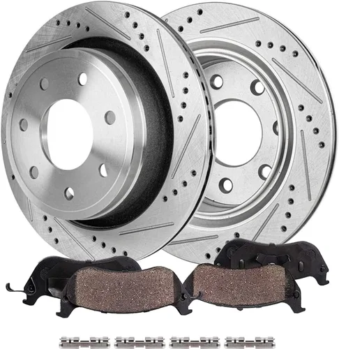 Miniatura 10 de Detroit Axle - Rotores de freno perforados traseros + repuesto de pinza de freno de disco trasera izquierda para Acura TL Honda Element - Juego de 3