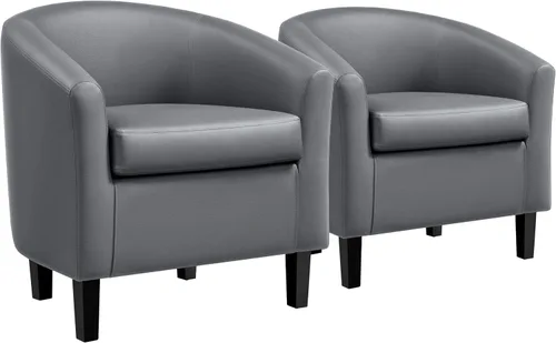 Miniatura 18 de Yaheetech Juego de 2 sillas tipo barril de pana, tapizadas, sillones redondos, sillas de espera con cojín suave para sala de estar, dormitorio, sala