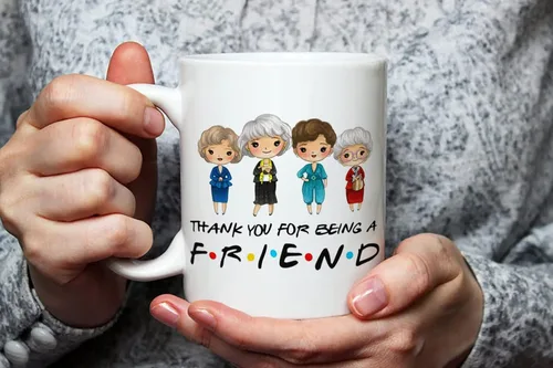 Miniatura 3 de Fonhark - Golden Girls Thank You For Being A Friend, programa de televisión Golden Girls, taza de café novedosa de 11 onzas, color blanco