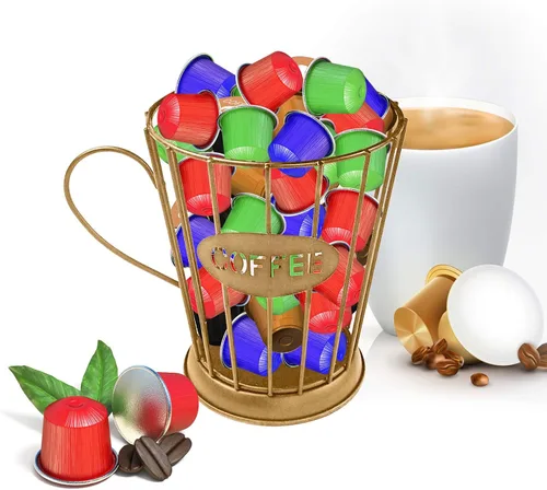 Miniatura 9 de Owill-home Soporte para cápsulas de café y taza organizadora, soporte de metal para tazas de café expreso, soporte para crema de café, soporte