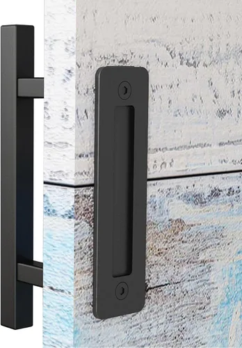 Miniatura 9 de EaseLife Paquete de 2 Manijas y Tiradores de Puerta Corrediza de Granero de 12", Herrajes Rústicos de Doble Cara, Resistentes Negro