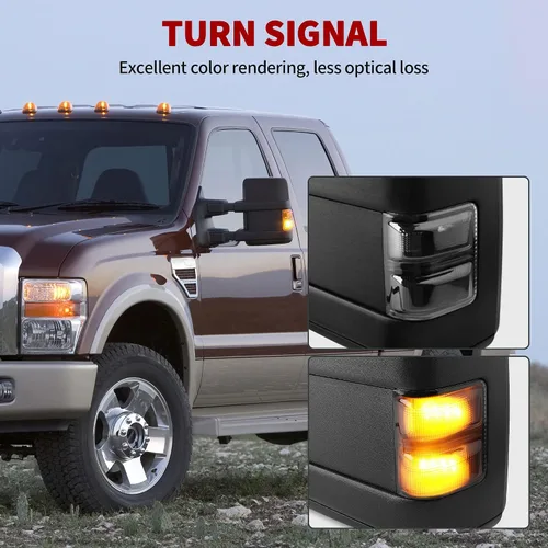 Miniatura 4 de YITAMOTOR Espejos de remolque compatibles con Ford F250 F350 F450 F550 Super Duty 2008-2016, señal de giro LED con calefacción eléctrica, manual