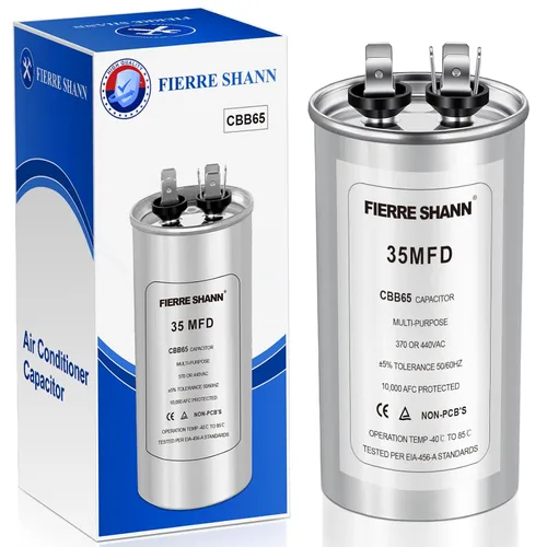 Miniatura 16 de Condensador de 5 uF/MFD para CA, 370 o 440 VCA CBB65 Condensadores redondos de funcionamiento dual para motor de CA, arranque de ventilador
