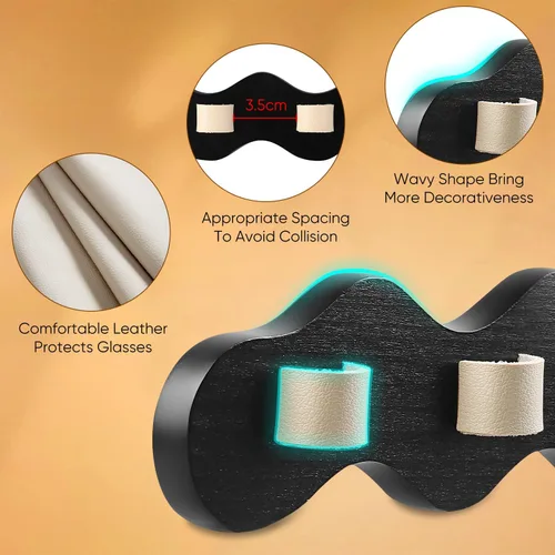 Miniatura 3 de Paquete de 2 organizadores de lentes de sol, soporte para lentes de sol, montaje en pared, soporte para lentes colgantes con 7 ranuras, soporte