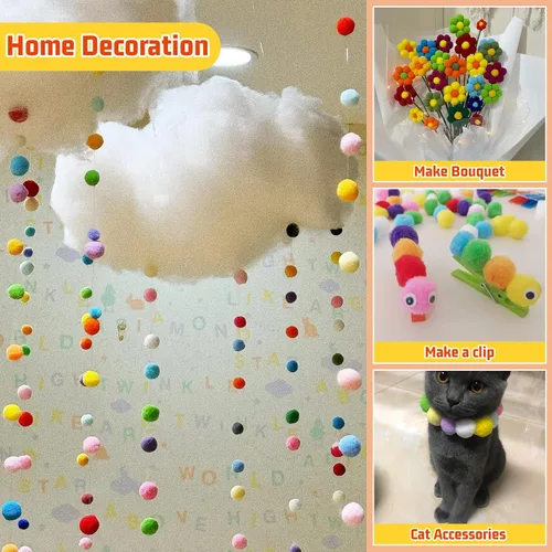 Miniatura 8 de Veroave Pompones Blancos, 150 PCS Pompones de 1 Pulgada para Manualidades, Bolas Peludas Esponjosas para Manualidades de Arte Creativo DIY