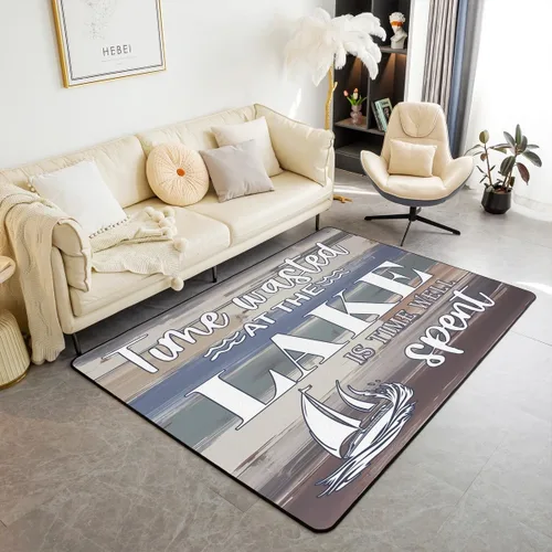 Miniatura 12 de Lake House - Alfombra rústica de 3 x 5 pies para niños, para sala de estar, para niños y niñas, decoración de reglas del lago, alfombra decorativa