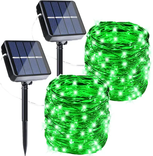 Miniatura 12 de Joomer - Tira de luces solares de hadas, paquete de 2, total 80 pies, 240 LED, luces de cuerda solar para exteriores, impermeables, 8 modos