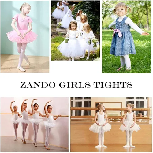 Miniatura 6 de Zando Mallas de ballet ultrasuaves para niñas, mallas de baile con pies, leggings coloridos para niñas 2-12T (bebéniño pequeñoniño grande)