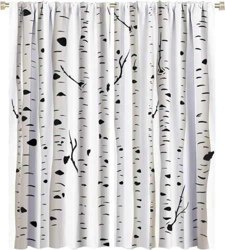 Miniatura 12 de Cortinas de abedul para sala de estar, niebla matutina en otoño, decoración del hogar, 42 x 45 pulgadas de largo
