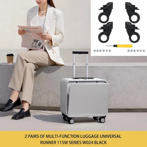 Miniatura 2 de 2 pares de ruedas de repuesto para equipaje 360 ruedas giratorias de maleta doble 1.22 x 1.06 pulgadas W024