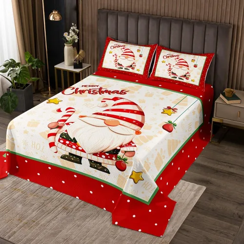Miniatura 6 de Juego de edredón ligero con temática navideña para niños y adolescentes, colcha de gnomos de Navidad, funda de cama de Papá Noel, juego de ropa