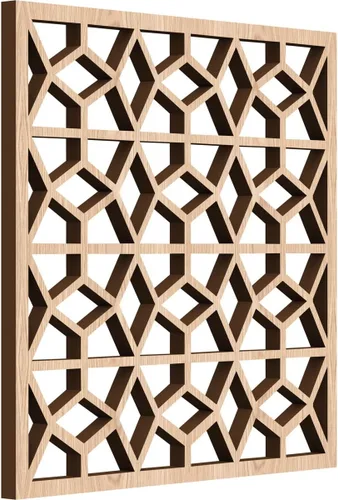 Miniatura 3 de 11 3/8 pulgadas de ancho x 11 3/8 pulgadas de alto x 3/8 pulgadas de alto, pequeños paneles de pared de madera de calado decorativo Akron, roble