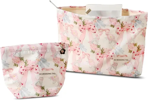 Miniatura 51 de HAPPYHEIDI Bolsa de maquillaje estética para mujer con compartimento para accesorios con cremallera para cosméticos, viajes, organizador de bolsos