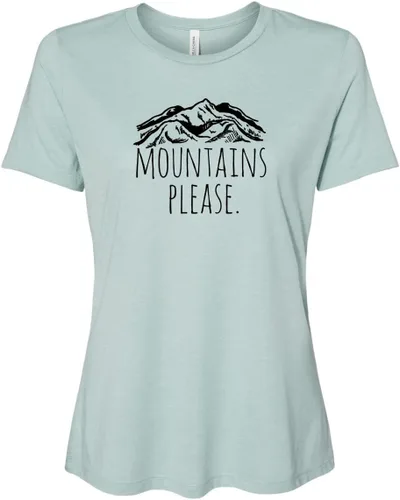 Miniatura 7 de Cute Women's Screen Printed Crew Neck Tee, Shirts With Sayings, Dusty Blue or Olive
