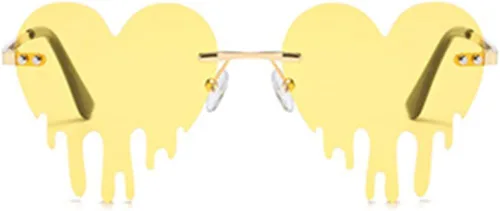 Miniatura 2 de Lentes de sol de corazón derretido para hombres y mujeres, sin montura, irregulares, para fiesta única, lentes de sol de metal para baile
