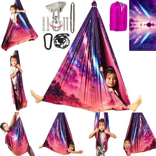 Miniatura 9 de HiCamer Columpio Sensorial de Doble Capa para Niños y Adultos Soporta hasta 300 libras Columpio de Terapia de Abrazo para Interiores y Exteriores