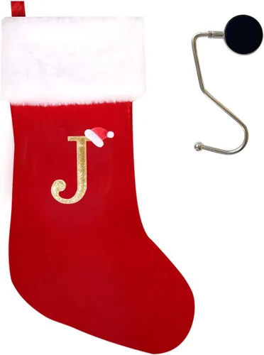 Miniatura 76 de Medias de Navidad de 20 pulgadas con monograma, letras, medias súper suaves grandes de Navidad, medias de monograma rojo para Navidad, regalo
