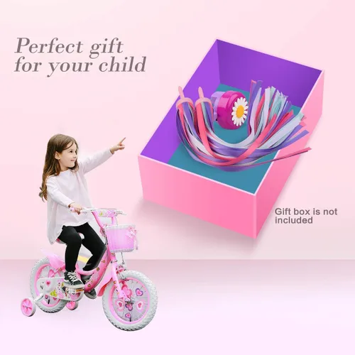 Miniatura 5 de U-LIAN Serpentinas y campanas de bicicleta para niñas, 1 paquete de campanas de bicicleta de flores con 2 paquetes de serpentinas para manillar