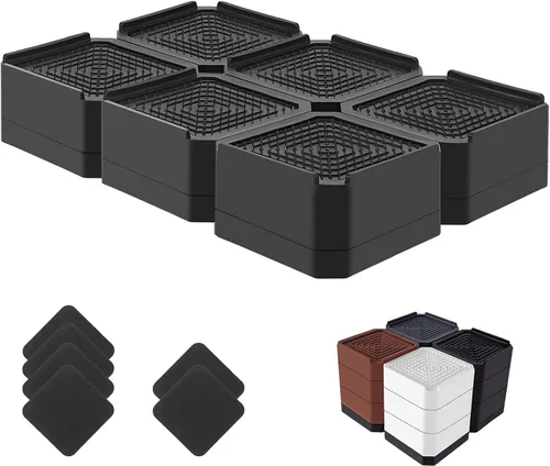 Miniatura 10 de Elevadores de cama resistentes, bloques elevadores de muebles ajustables de 1.5, 3, 4.3 pulgadas para patas de sofá, mesa, escritorio, refrigerador