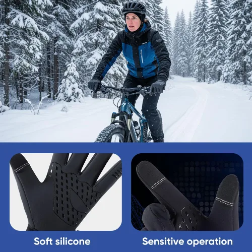 Miniatura 8 de Saker - Guantes térmicos de alta calidad para hombre, guantes de ciclismo para clima frío, resistentes al viento, resistentes al agua, con agarre