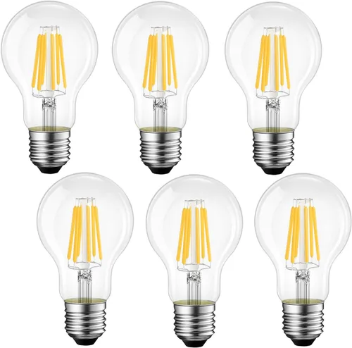 Bombillas LED Edison, 2700 K, blanco suave, paquete de 6, bombillas vintage equivalentes a 40 W, bombilla de filamento, luz LED decorativa A19, 5 W,