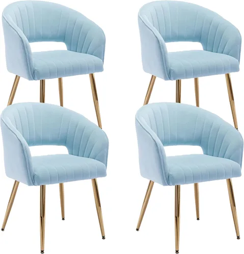 Miniatura 20 de KCC Juego de 2 Sillas de Comedor de Acento Moderno, Sillas de Comedor Tapizadas en Terciopelo con Respaldo Hueco, Sillas de Cocina Acolchadas Sillas