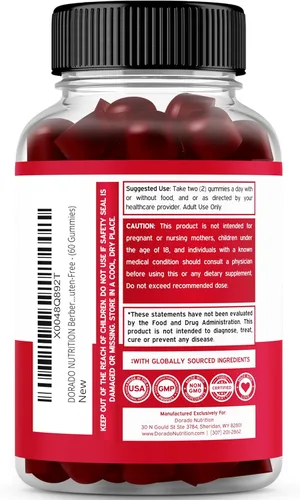 Miniatura 3 de Gomitas de berberina con canela de Ceilán (1.200 mg) Suplemento de berberina de Ceilán y canela de Ceilán sin azúcar prémium para adultos, probado