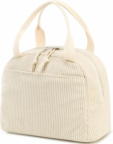Miniatura 16 de Bluboon Bolsa de almuerzo para mujer, bonita bolsa de almuerzo de pana con correa para el hombro, reutilizable, aislada, gran capacidad
