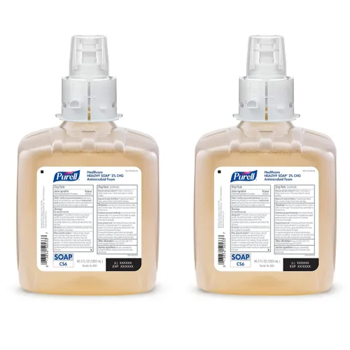 PURELL Healthcare HEALTHY SOAP 2% CHG Espuma antimicrobiana, repuesto de 40.6 fl oz para dispensador de jabón sin contacto PURELL CS6 (paquete de 2)