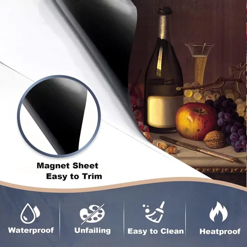 Miniatura 4 de Cubierta magnética decorativa para lavavajillas de vino campestre para puerta delantera, calcomanía magnética para lavavajillas con diseño de uva