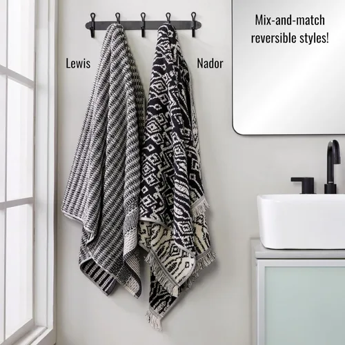 Miniatura 9 de SKL Home Nador Jacquard - Toalla de baño, color negro
