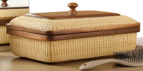 Miniatura 7 de Rectangular con tapa hecha a mano Nantucket cesta bastones de caña finamente tejida para el hogar, cestas de almacenamiento y contenedores Artes