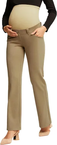 Maacie Leggings acampanados de maternidad sobre el vientre, pantalones de corte de bota con bolsillos para yoga, trabajo casual