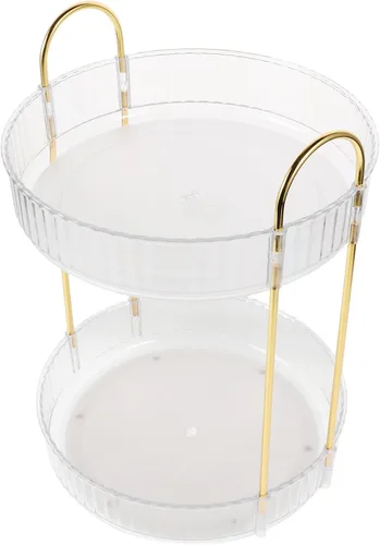 Hemobllo Organizador de maquillaje giratorio con rotación transparente caja de almacenamiento de cosméticos estantes ajustables para tocador y baño,